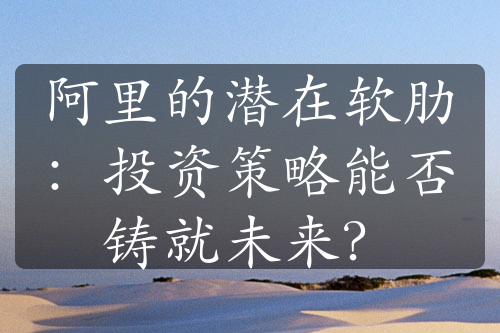 阿里的潜在软肋：投资策略能否铸就未来？