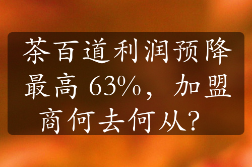 茶百道利润预降最高 63%，加盟商何去何从？