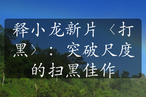 释小龙新片〈打黑〉：突破尺度的扫黑佳作