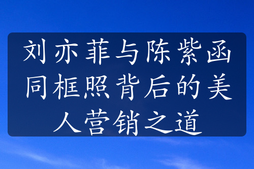 刘亦菲与陈紫函同框照背后的美人营销之道