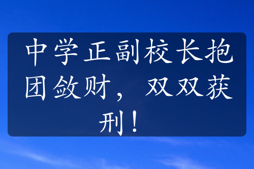 中学正副校长抱团敛财，双双获刑！