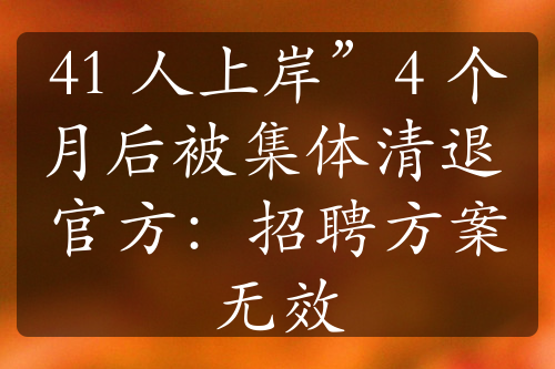 41 人上岸”4 个月后被集体清退 官方：招聘方案无效