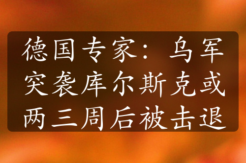 德国专家：乌军突袭库尔斯克或两三周后被击退