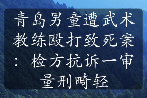 青岛男童遭武术教练殴打致死案：检方抗诉一审量刑畸轻