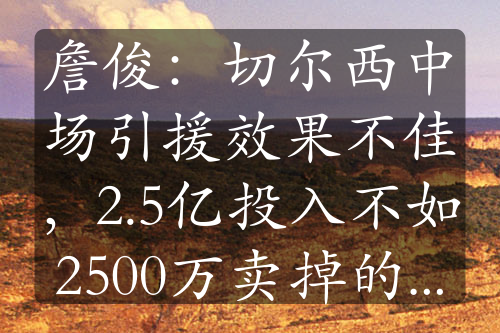 詹俊：切尔西中场引援效果不佳，2.5亿投入不如2500万卖掉的科娃